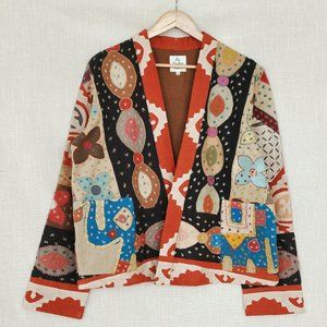 Vintage Coat Patchwork Applique Cut Work Hand Stitching Kantha Quilted Jacket